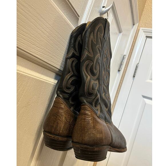Vintage Nocona Cowboy Boots Men’s 11D USA Brown Black Leather Western Stitch main image 11